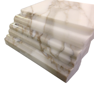 A custom edge on calacatta oro marble.