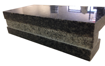 A custom edge on impala black granite.
